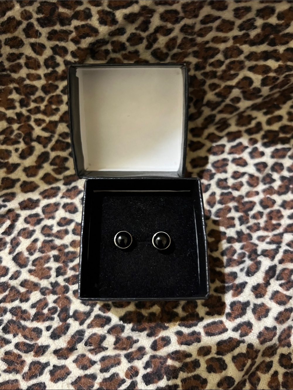 Black Onyx Round Stud Earrings